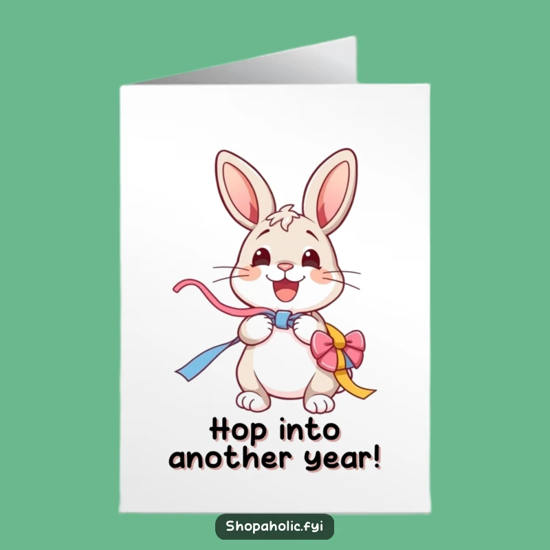 Free Printable Birthday Card: Bunny & Ribbon Fun, Perfect LOL Downloadable Gift!