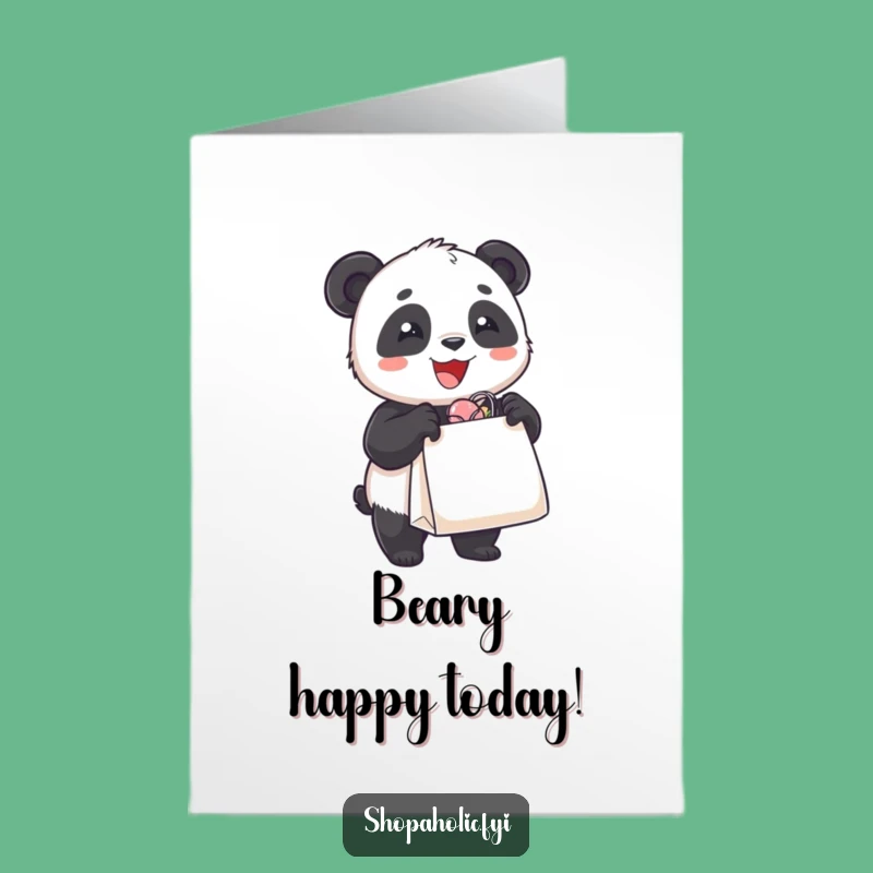 Free Printable Congrats Card: Panda Shopping Success - Funny Downloadable DIY