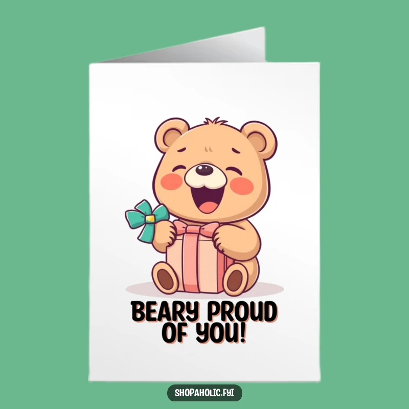 Free Printable Congrats Card: Joyful Bear Gift - Funny Downloadable Celebration