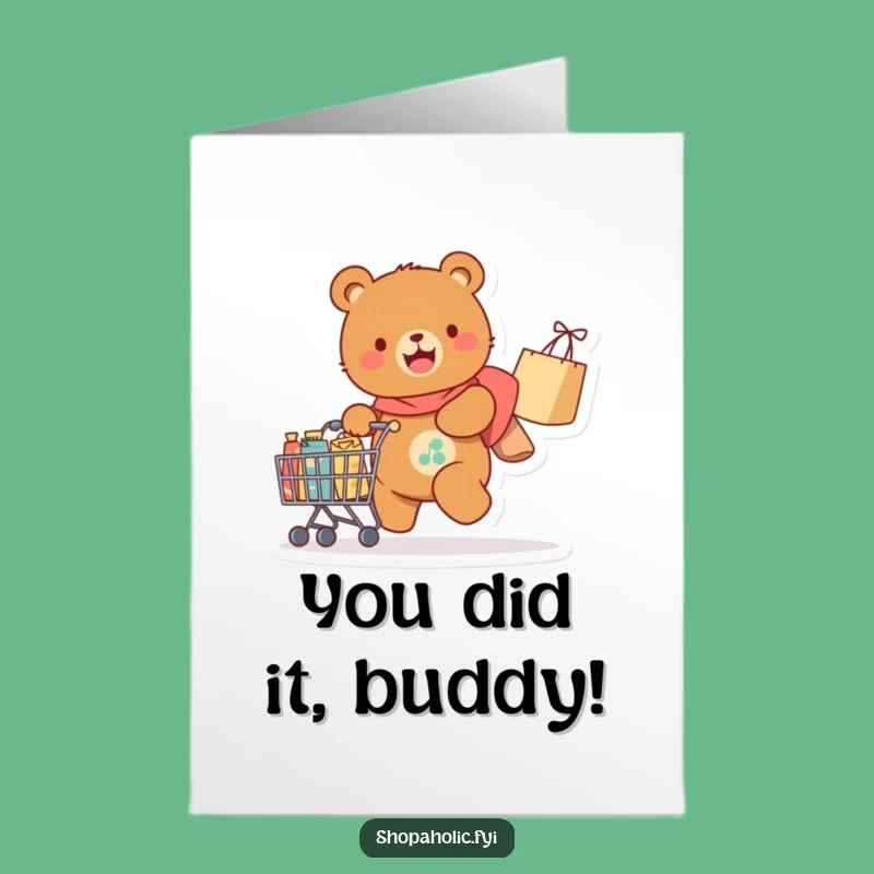 Free Printable Congrats Card: Bear's Winning Haul, Funny Downloadable Gift for Success