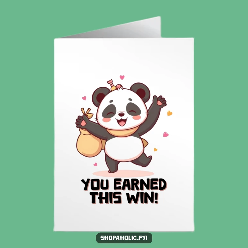 Free Printable Congrats Card: Giggling Panda's Goodie Dance for Your Success