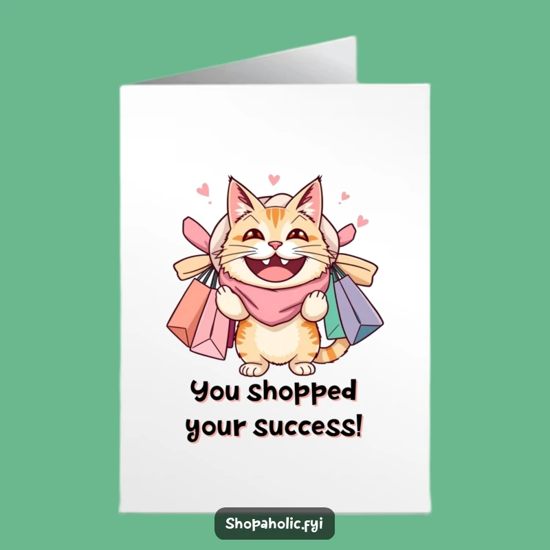 Free Printable Congrats Card: Shopping Spree Success, Funny Cat Downloadable Gift