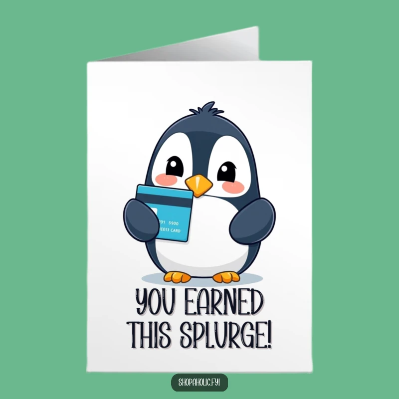 Free Printable Congratulations Card: Penguin's Credit Card Joy, Your Downloadable Gift!