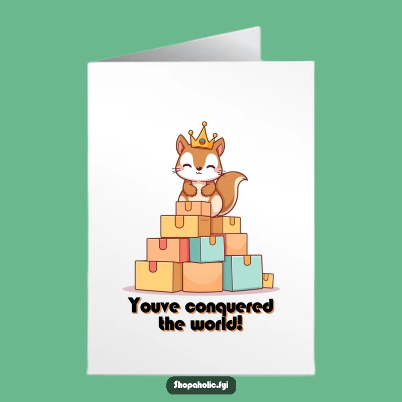 Free Printable Squirrel Congrats Card: Funny Crown King Design Downloadable Gift