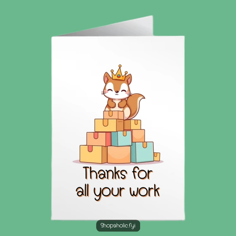 Free Printable Squirrel Thank You Card: Funny Crown King Design Downloadable Gift