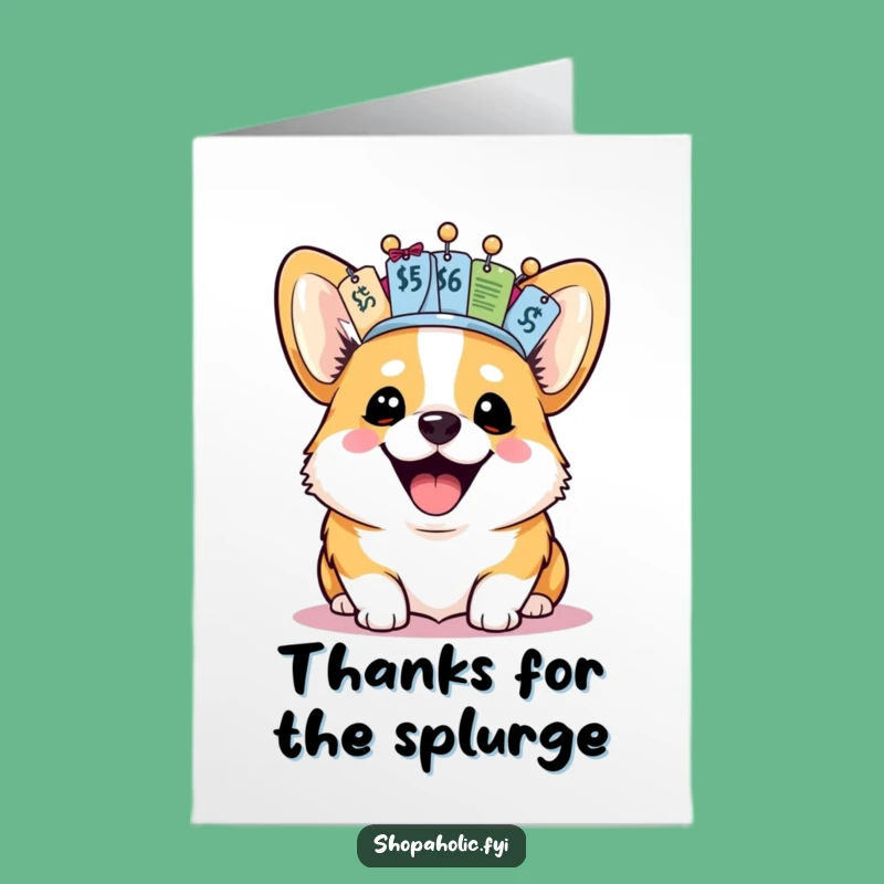 Free Printable Thank You Card: Corgi Price Tag Thanks - Funny Savings Gift