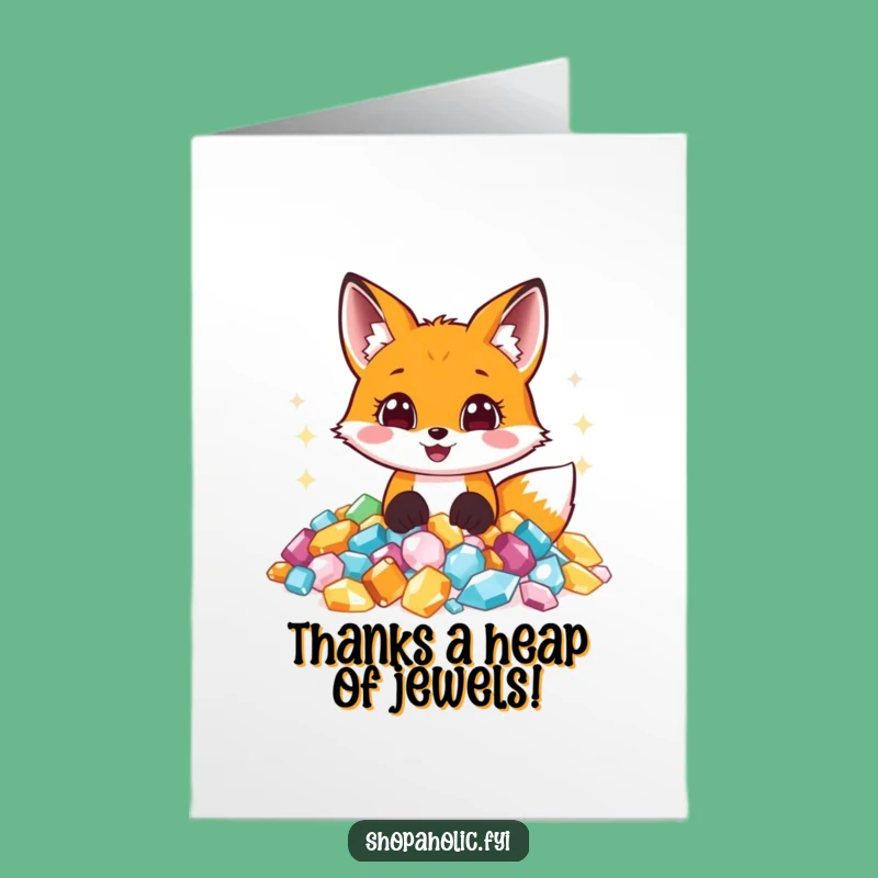 Free Printable Thank You Card: Fox's Jewel Gratitude, Funny Downloadable Gift