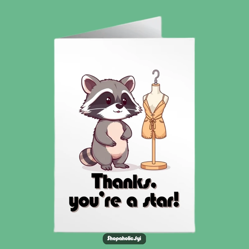 Free Printable Thank You Card: Raccoon's Chic Thanks - Funny Downloadable Gift