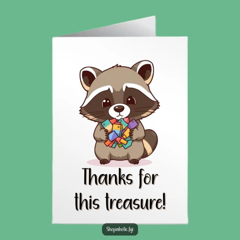 Free Printable Thank You Card: Raccoon Tiny Items Downloadable Funny Gift