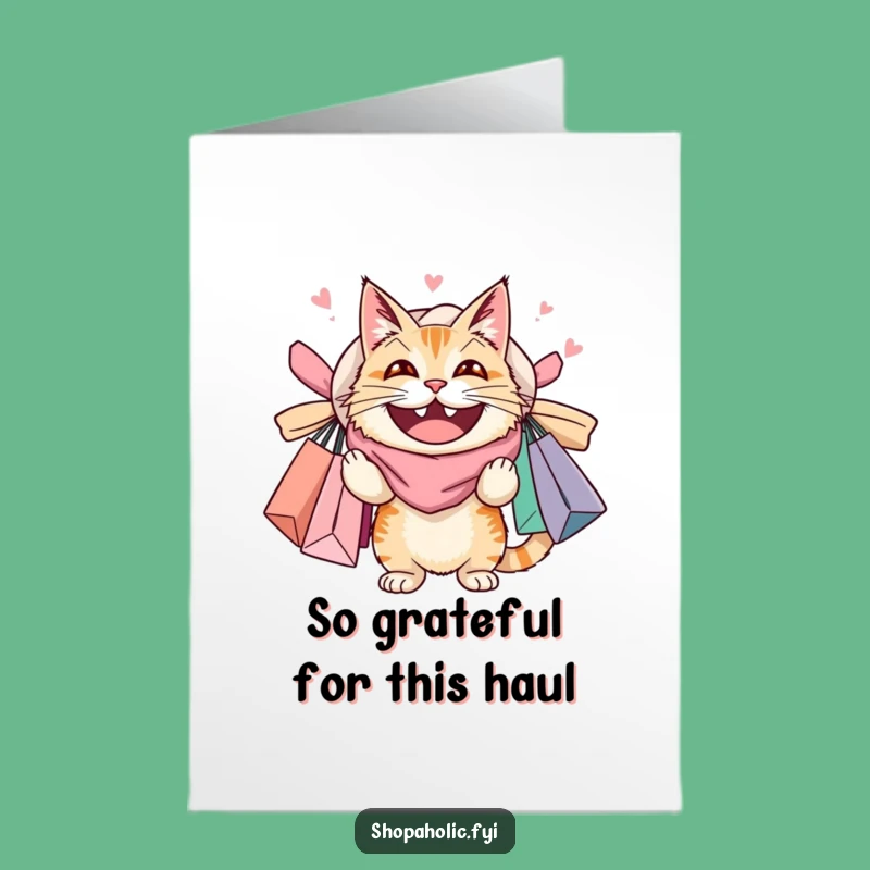 Free Printable Thank You Card: Thanks for the Goods, Funny Cat Shopping Gift
