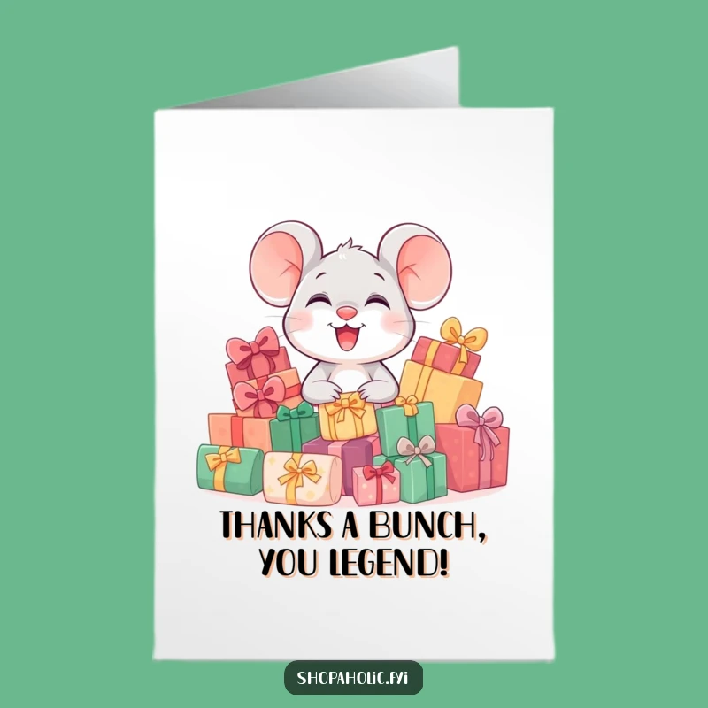 Free Printable Mouse Thank You Card: Giggling Gift Pile Downloadable Gratitude Humor