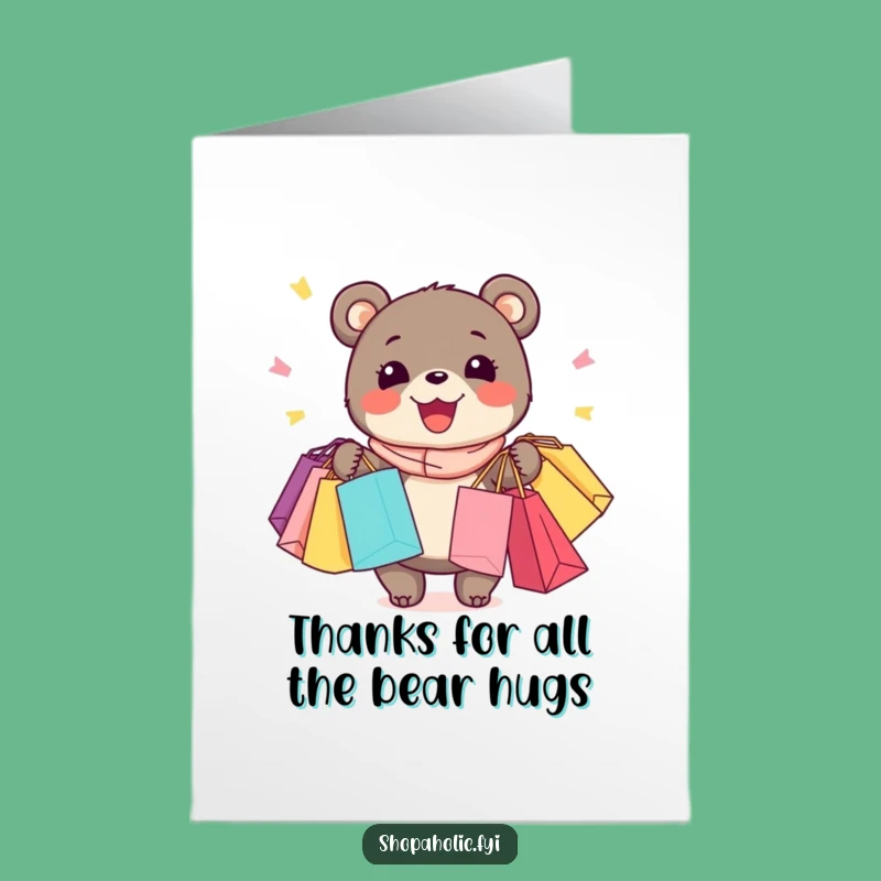 Free Printable Thank You Card: Happy Bear Shopping Haul, Charming DIY Digital Gift