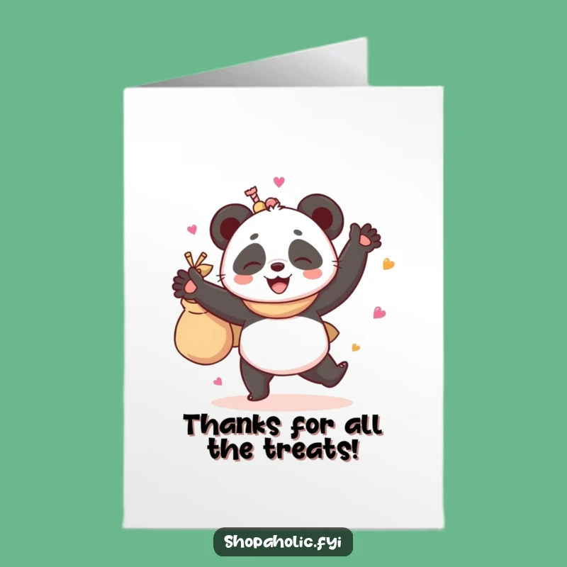Humorous Free Printable Thank You Card: Panda's Goodie Dance Gratitude