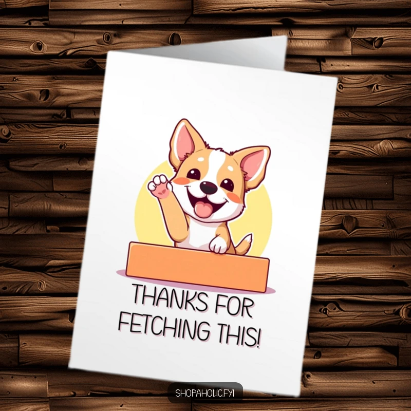 Funny Free Printable thank you card: a dog gleefully reaches for a colorful display, expressing thanks, a DIY gift.