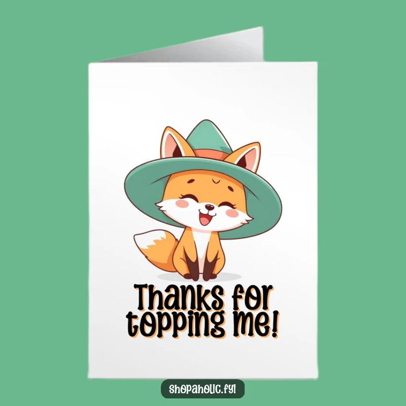 Free Printable Thank You Card: Fox's Fancy Hat, Adorable Downloadable Gift