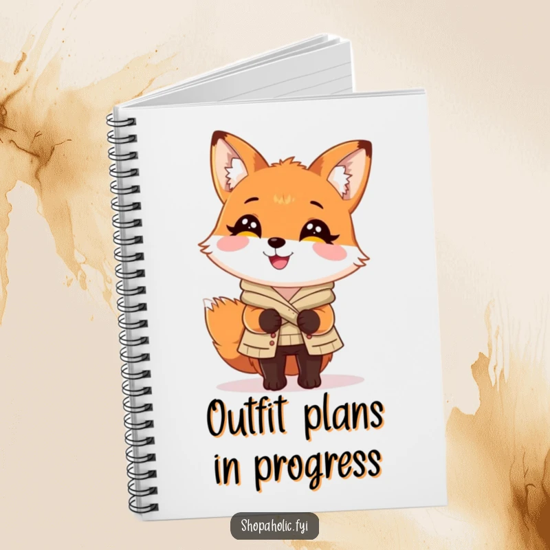 Funny Fox Notebook: Charming fox looking delighted with a perfectly chosen outfit, perfect for fashion notes and sketches.