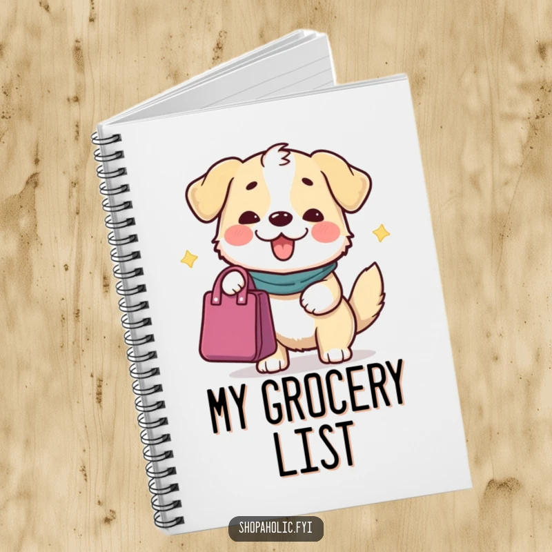 Funny Dog Notebook: A content dog character offering a bag with a grand gesture, ready to record kind thoughts.