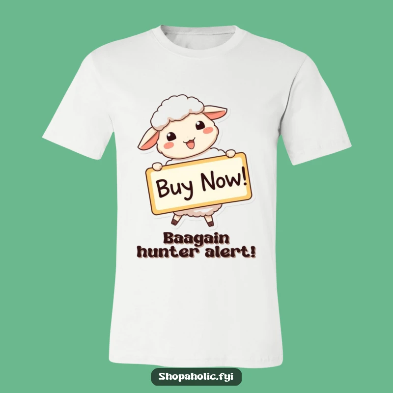 Funny Sheep Buy Now T-Shirt - Enthusiastic Animal Humor Tee