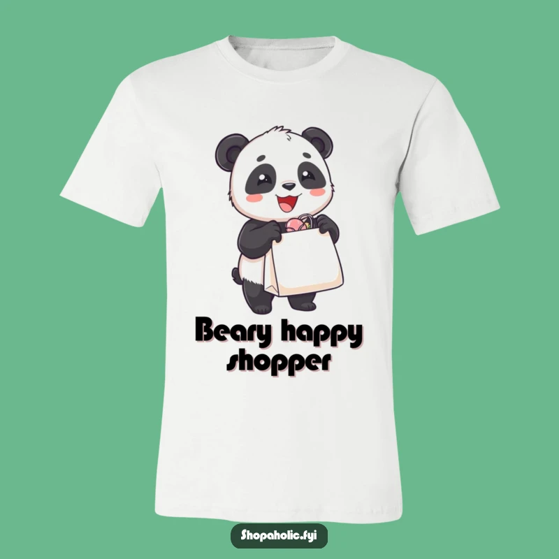 Funny Panda T-Shirt: Overflowing Shopping Bag, Hilarious Shopper Apparel