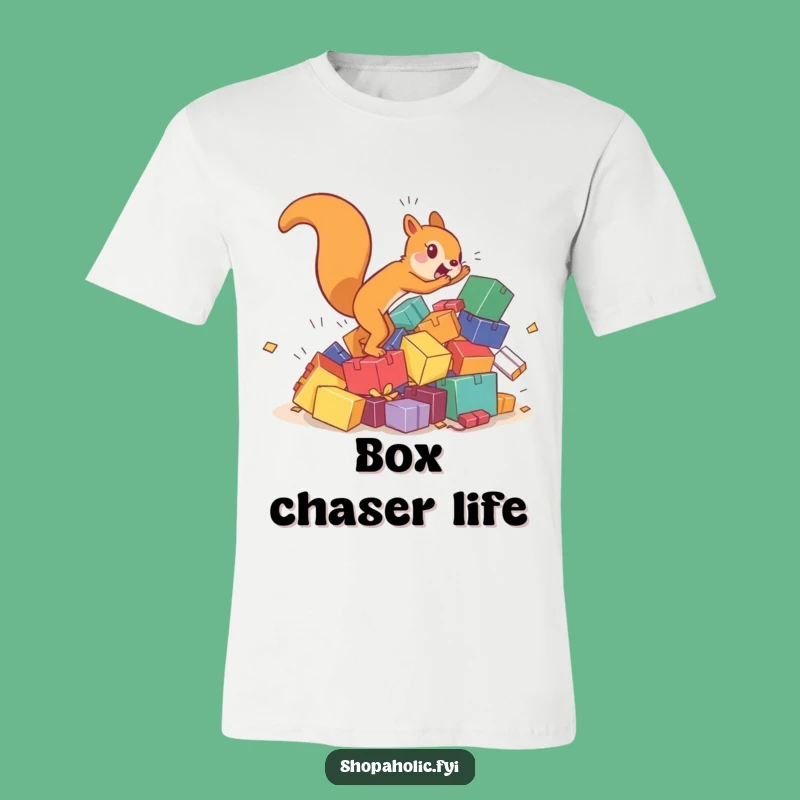 Funny Squirrel Box Chase T-Shirt: High-Energy Animal Action Tee