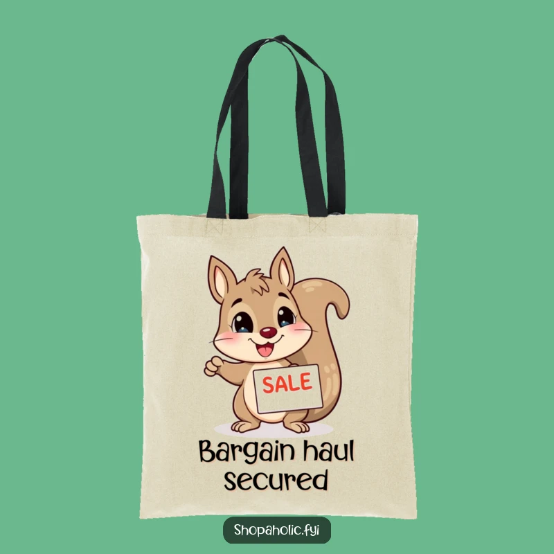 Funny Squirrel Tote Bag: Enthusiastic Sale Pointer for Shopper's Delight