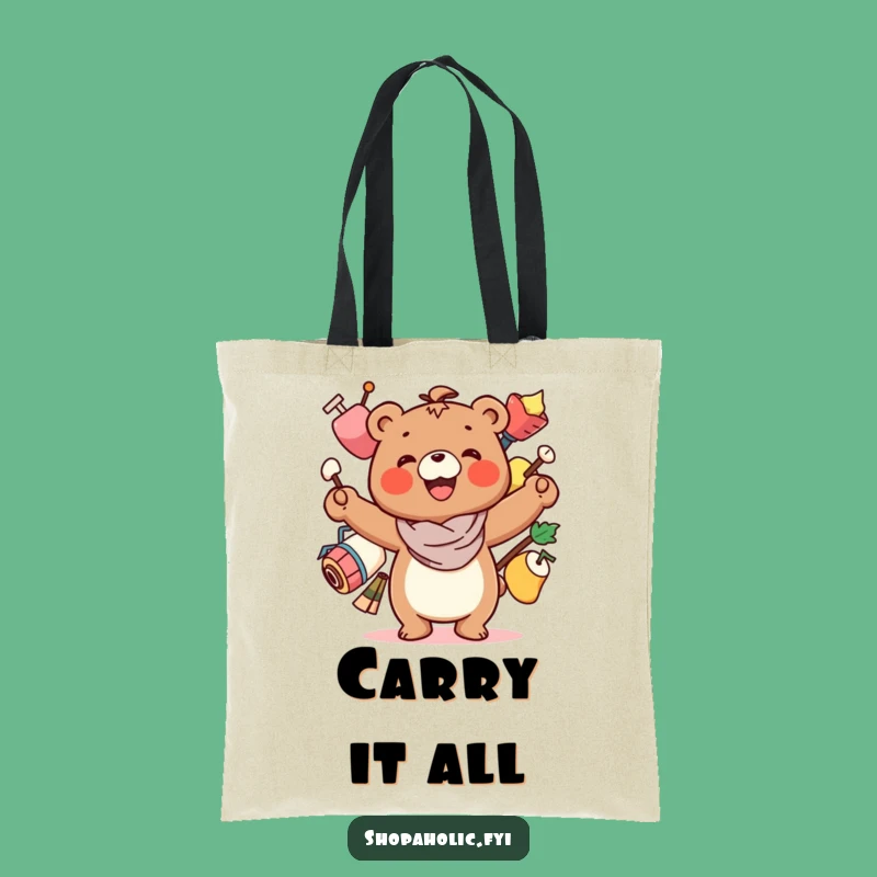 Funny Bear Balancing Act Tote Bag - Carry Your Chaos Hilariously!