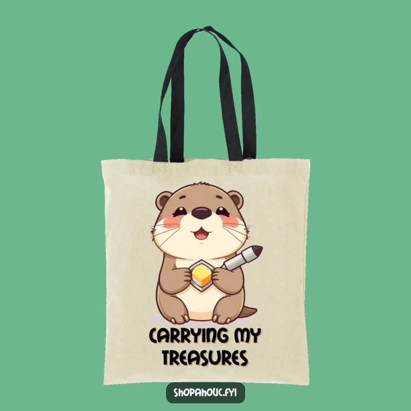 Funny Otter Accessory Tote Bag: Chic Shiny Find Animal Market Gift