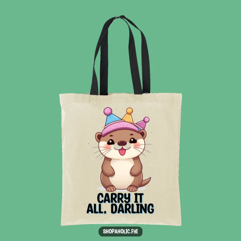 Funny Otter's Glitter Hat Tote Bag: Bubbly Otter's Accessory Addiction, Chic Gift