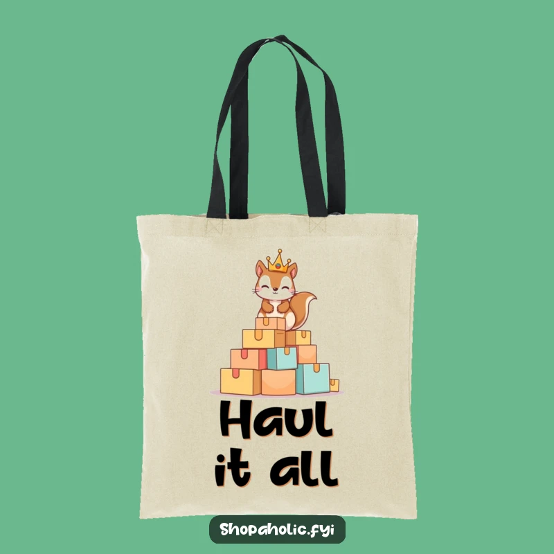Funny Squirrel King Tote Bag: Chic Cardboard Mountain Rodent Accessory Gift