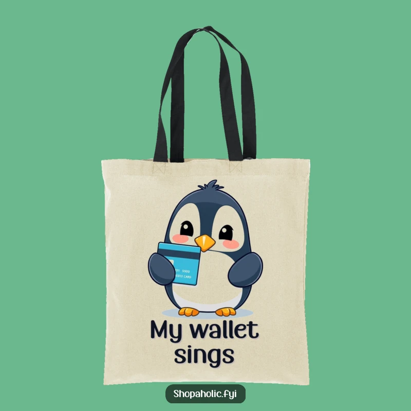 Funny Penguin Credit Card Tote Bag - Stylish Gift for Shoppers